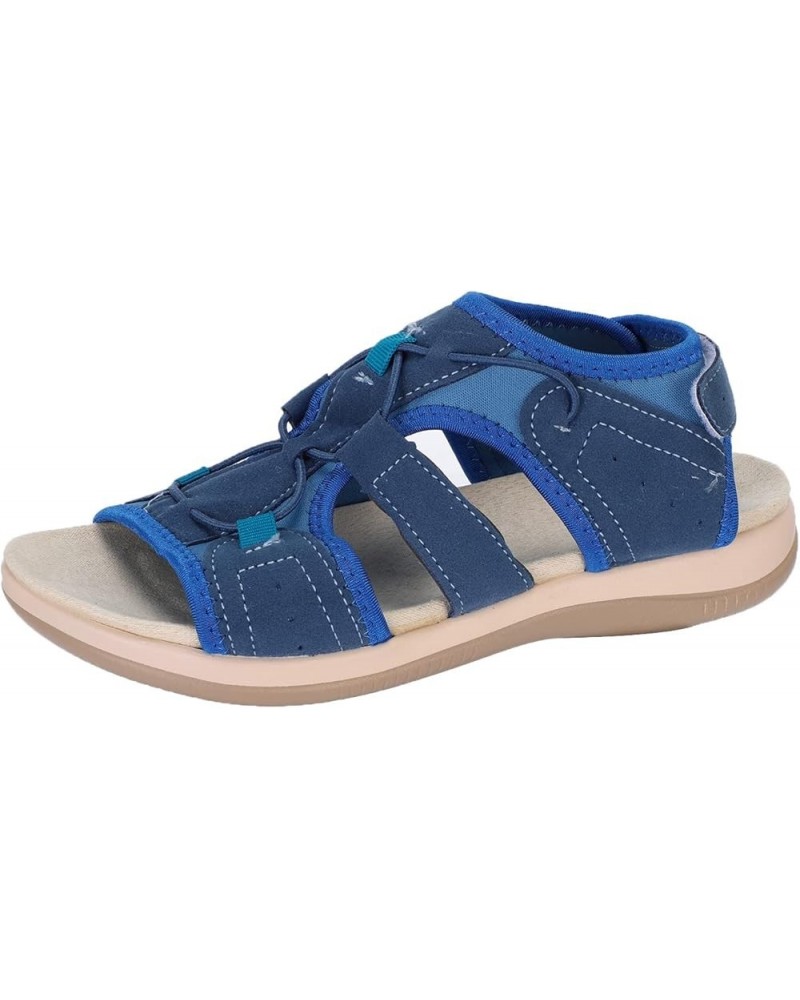 Customize The Latest Pu Retro Fashion Solid Color Quality Sandals and Flat Shoes for Female Women's Heels Sandals 8.5 Blue $8...