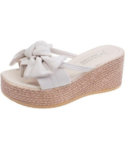 Women's Platform Sandals Fashion Bowknot Slide Open Toe Casual Summer Beach Outdoor Wedge Slip On Slipper Pink $34.45 Sandals