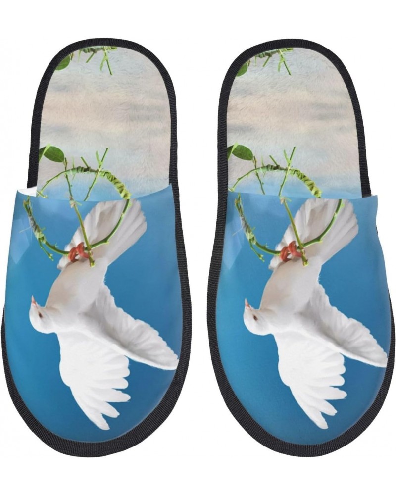 House Slippers Dove Peace Cotton Plush Shoes For Women Men $8.05 Slippers