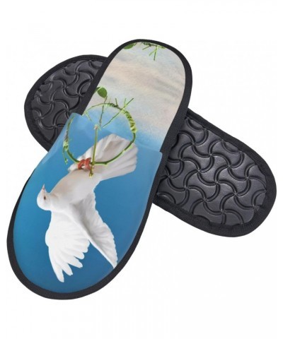 House Slippers Dove Peace Cotton Plush Shoes For Women Men $8.05 Slippers