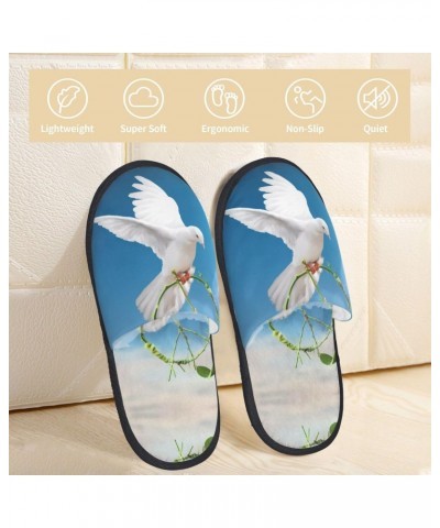 House Slippers Dove Peace Cotton Plush Shoes For Women Men $8.05 Slippers