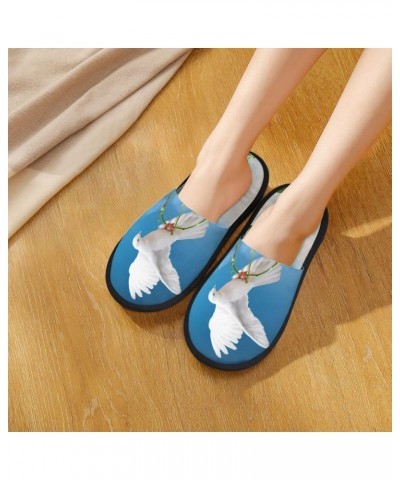 House Slippers Dove Peace Cotton Plush Shoes For Women Men $8.05 Slippers