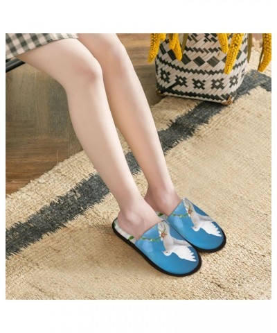 House Slippers Dove Peace Cotton Plush Shoes For Women Men $8.05 Slippers