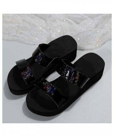 Women's Platform Rhinestone Flip Flop Slides with Arch Support Summer Bohemian Comfortable Soft Cushion Lightweight Wedge San...