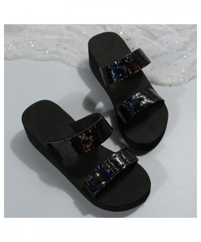 Women's Platform Rhinestone Flip Flop Slides with Arch Support Summer Bohemian Comfortable Soft Cushion Lightweight Wedge San...