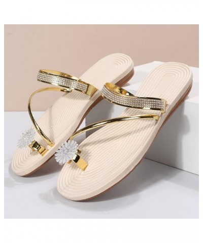 Sandals Sandal Womens Sandles Wide Width Sandals For Women Dressy Women Flats Shoes Dressy Black Womans Gold-h $16.16 Outdoor...