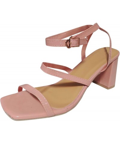 block heels for women, Thick Heel Sandals for Women Summer Roman Casual Beach Women's Snadals Z 14-pink $12.80 Sandals