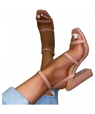 block heels for women, Thick Heel Sandals for Women Summer Roman Casual Beach Women's Snadals Z 14-pink $12.80 Sandals