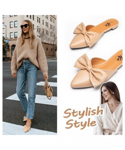 Mules for Women Flats Comfortable, Bow Pointed Toe Womens Mules, Flats Mules Shoes for Women, Cute Mule Women's Mules & Clogs...