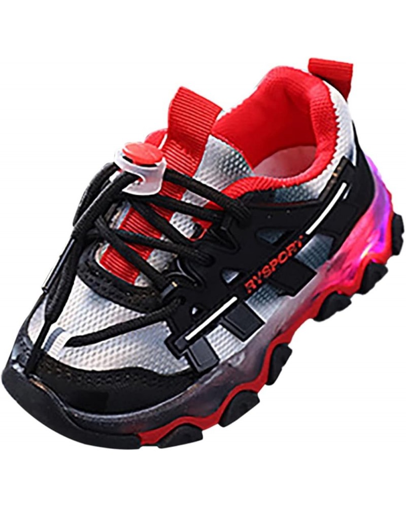 Kids Tennis Shoes Boys Running Sports Shoes Breathable Athletic Shoes Luminous Lightweight Walking Shoes for Girls A4-black $...