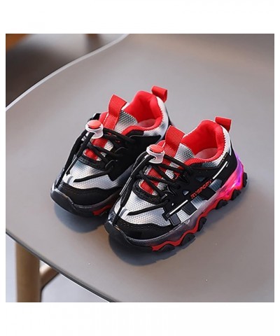 Kids Tennis Shoes Boys Running Sports Shoes Breathable Athletic Shoes Luminous Lightweight Walking Shoes for Girls A4-black $...