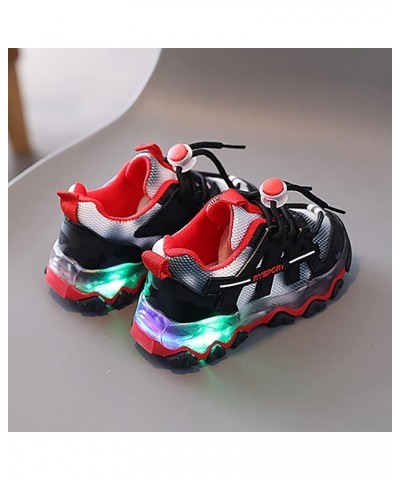 Kids Tennis Shoes Boys Running Sports Shoes Breathable Athletic Shoes Luminous Lightweight Walking Shoes for Girls A4-black $...