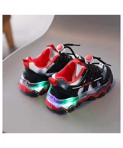 Kids Tennis Shoes Boys Running Sports Shoes Breathable Athletic Shoes Luminous Lightweight Walking Shoes for Girls A4-black $...