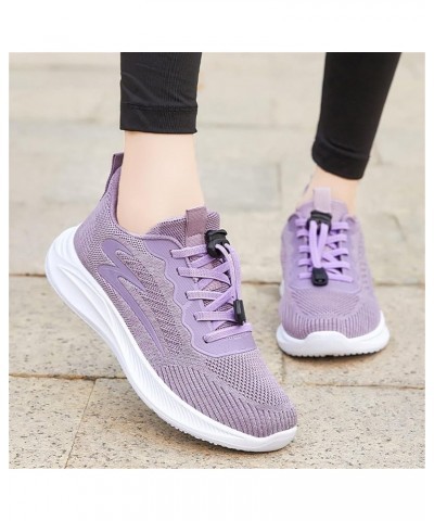 Womens Running Shoes Slip-on Walking Tennis Sneakers Lightweight Breathable Casual Mesh Workout Soft Sports Shoes 4-purple $1...