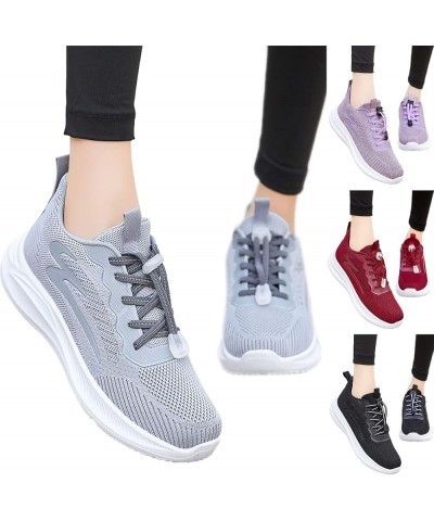 Womens Running Shoes Slip-on Walking Tennis Sneakers Lightweight Breathable Casual Mesh Workout Soft Sports Shoes 4-purple $1...