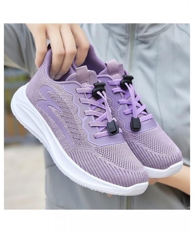 Womens Running Shoes Slip-on Walking Tennis Sneakers Lightweight Breathable Casual Mesh Workout Soft Sports Shoes 4-purple $1...