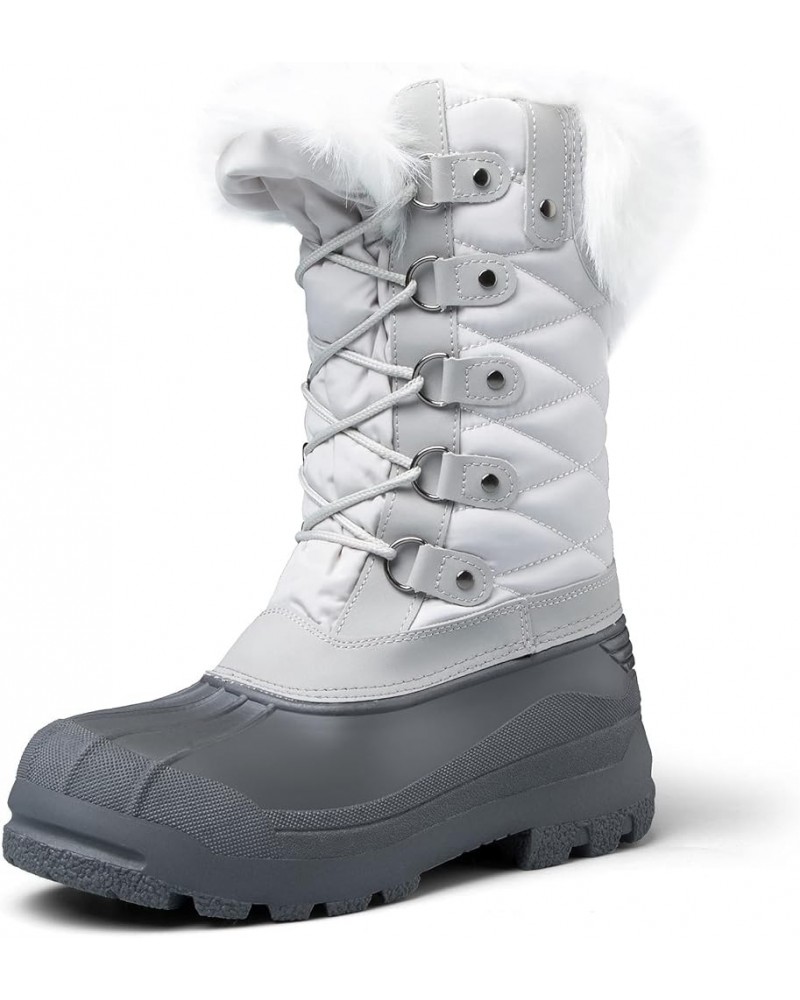 Women's Snow Boots Warm Insulated Faux Fur Lined Waterproof Mid-Calf Winter Boots Light Grey $28.79 Outdoor Shoes