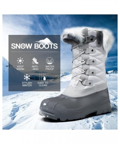 Women's Snow Boots Warm Insulated Faux Fur Lined Waterproof Mid-Calf Winter Boots Light Grey $28.79 Outdoor Shoes