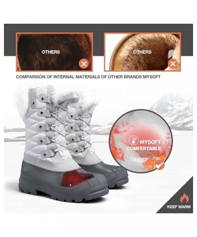 Women's Snow Boots Warm Insulated Faux Fur Lined Waterproof Mid-Calf Winter Boots Light Grey $28.79 Outdoor Shoes