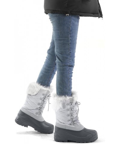 Women's Snow Boots Warm Insulated Faux Fur Lined Waterproof Mid-Calf Winter Boots Light Grey $28.79 Outdoor Shoes