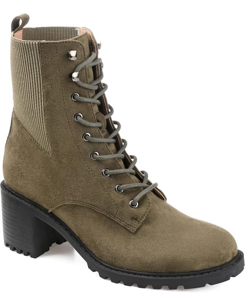 Womens Kassia Tru Comfort Foam Lace Up Stacked Heel Booties Green $30.15 Boots