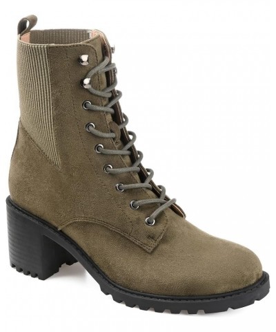 Womens Kassia Tru Comfort Foam Lace Up Stacked Heel Booties Green $30.15 Boots