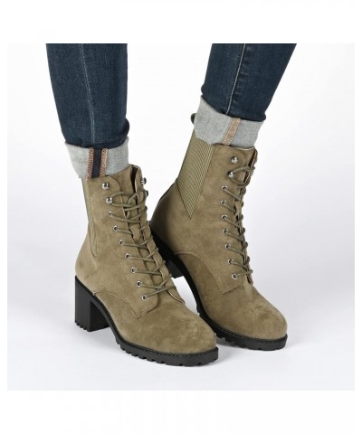 Womens Kassia Tru Comfort Foam Lace Up Stacked Heel Booties Green $30.15 Boots