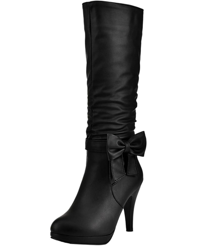 Cowboy Boots for Women, Womens Knee High Boots Stiletto Pull On Pointed Zipper Toe Boots Western Autumn Winter Boots Black $3...