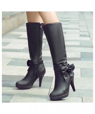 Cowboy Boots for Women, Womens Knee High Boots Stiletto Pull On Pointed Zipper Toe Boots Western Autumn Winter Boots Black $3...