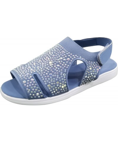 Womens Low Wedges Sandals Thong T-Strap Ankle Strap Comfortable Soft Adjustable Summer Flip Flop Shoes 138-htrns-i-blue $9.42...