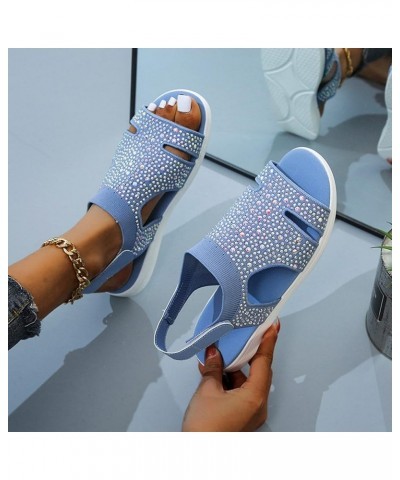 Womens Low Wedges Sandals Thong T-Strap Ankle Strap Comfortable Soft Adjustable Summer Flip Flop Shoes 138-htrns-i-blue $9.42...