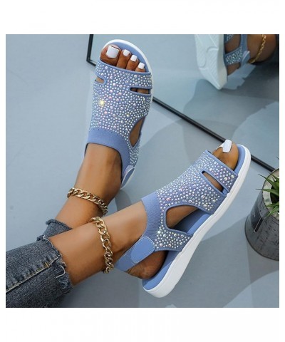 Womens Low Wedges Sandals Thong T-Strap Ankle Strap Comfortable Soft Adjustable Summer Flip Flop Shoes 138-htrns-i-blue $9.42...