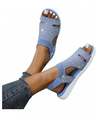 Womens Low Wedges Sandals Thong T-Strap Ankle Strap Comfortable Soft Adjustable Summer Flip Flop Shoes 138-htrns-i-blue $9.42...