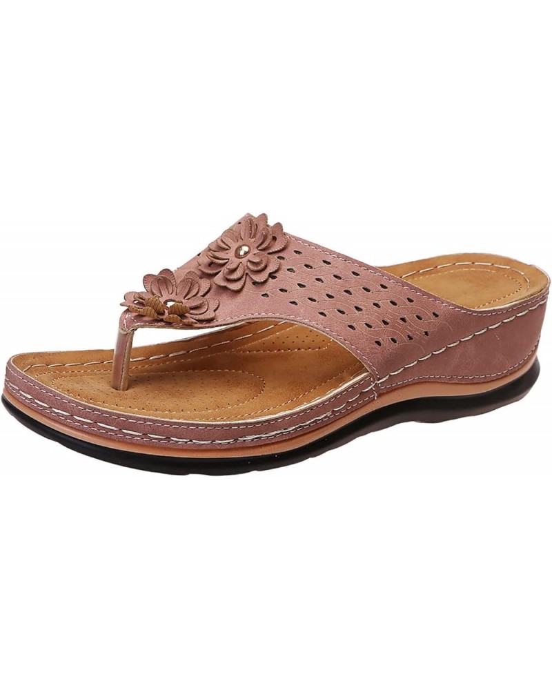 Pineapple Sandals for Women Women's Platform Casual Flip Hollow Out Ladies Barefoot Beach Sandals for Women 6-pink $7.35 Outd...