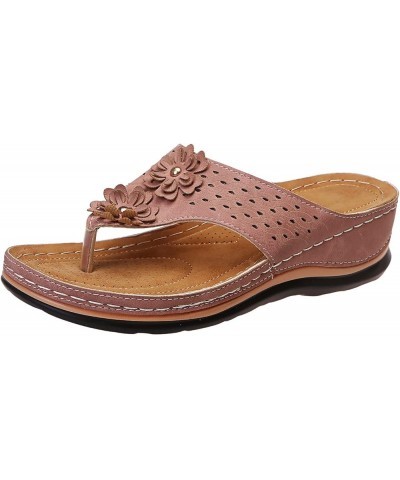 Pineapple Sandals for Women Women's Platform Casual Flip Hollow Out Ladies Barefoot Beach Sandals for Women 6-pink $7.35 Outd...