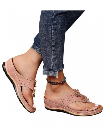 Pineapple Sandals for Women Women's Platform Casual Flip Hollow Out Ladies Barefoot Beach Sandals for Women 6-pink $7.35 Outd...