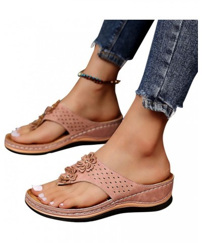 Pineapple Sandals for Women Women's Platform Casual Flip Hollow Out Ladies Barefoot Beach Sandals for Women 6-pink $7.35 Outd...