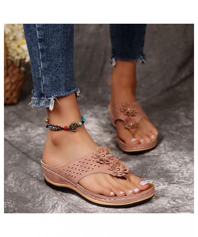 Pineapple Sandals for Women Women's Platform Casual Flip Hollow Out Ladies Barefoot Beach Sandals for Women 6-pink $7.35 Outd...