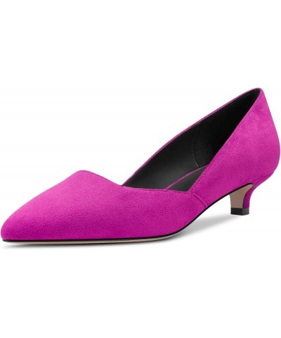 Womens Pumps Pointed Toe d-orsay Low Kitten Heel Slip On Suede Dress Shoes Office 1.5 Inch Purple $40.39 Pumps