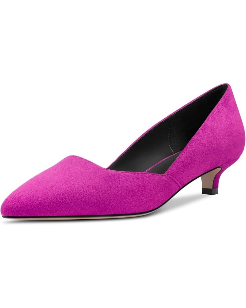 Womens Pumps Pointed Toe d-orsay Low Kitten Heel Slip On Suede Dress Shoes Office 1.5 Inch Purple $40.39 Pumps