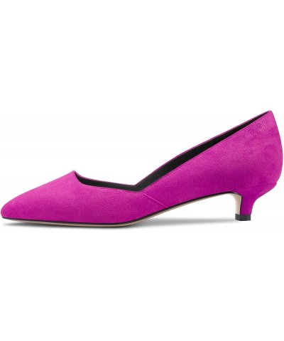 Womens Pumps Pointed Toe d-orsay Low Kitten Heel Slip On Suede Dress Shoes Office 1.5 Inch Purple $40.39 Pumps