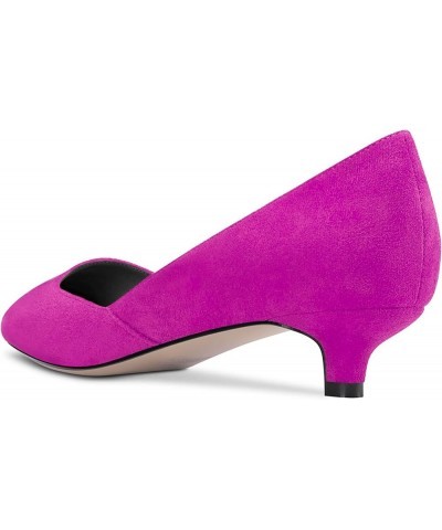 Womens Pumps Pointed Toe d-orsay Low Kitten Heel Slip On Suede Dress Shoes Office 1.5 Inch Purple $40.39 Pumps