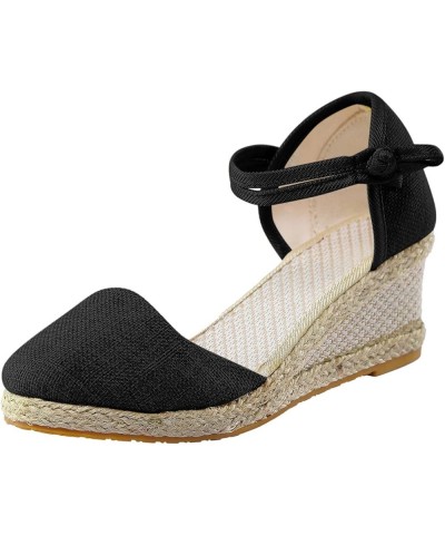 Platform Sandal Gold Wedges For Women Dressy Platform Women Slippers Sandals Women Dressy Heeled Sandals For Women Clo Black-...