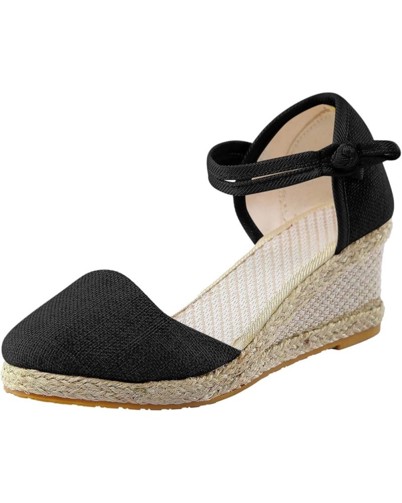 Platform Sandal Gold Wedges For Women Dressy Platform Women Slippers Sandals Women Dressy Heeled Sandals For Women Clo Black-...