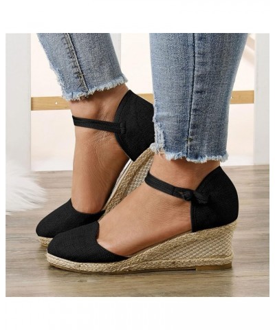 Platform Sandal Gold Wedges For Women Dressy Platform Women Slippers Sandals Women Dressy Heeled Sandals For Women Clo Black-...