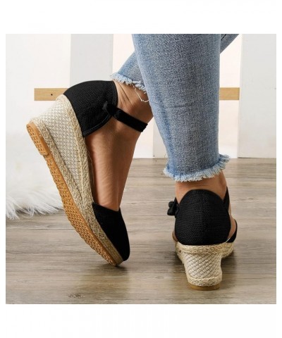 Platform Sandal Gold Wedges For Women Dressy Platform Women Slippers Sandals Women Dressy Heeled Sandals For Women Clo Black-...