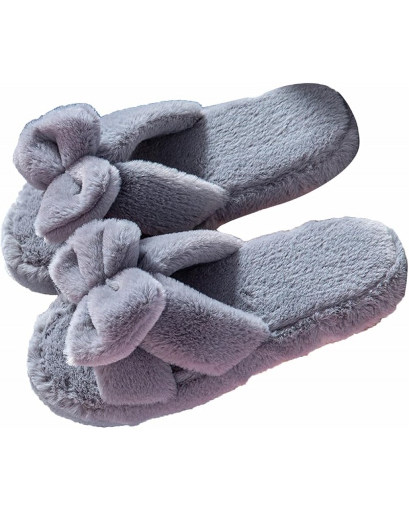 House Slippers for Women Open Toe House Slippers Soft Indoor Slippers Slip-on Bedroom Memory Foam Slippers Grey $9.35 Slippers