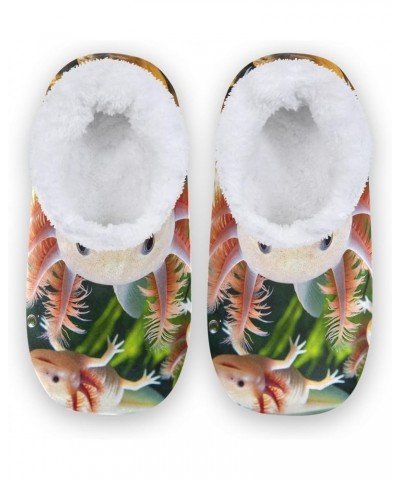 Cyan Aqua House Slippers for Women, Fuzzy Slippers Women, Home Slippers Women M-XXL Pink Cute Axolotl 1 $11.33 Slippers