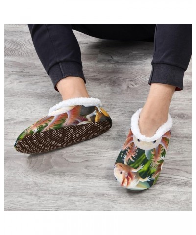 Cyan Aqua House Slippers for Women, Fuzzy Slippers Women, Home Slippers Women M-XXL Pink Cute Axolotl 1 $11.33 Slippers