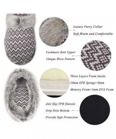 Womens Soft Comfortable Warm Furry Faux Fur House Knitted Slippers With Memory Foam Non Slip Indoor Outdoor Rubber Sole Brown...